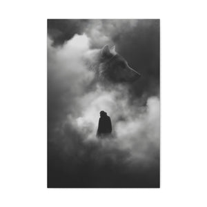 Black and White Wolf Canvas Art Print, Animal Wall Decor, Nature-Inspired Home Decor, Wilderness Art, Unique Gift Idea, Modern Aesthetic