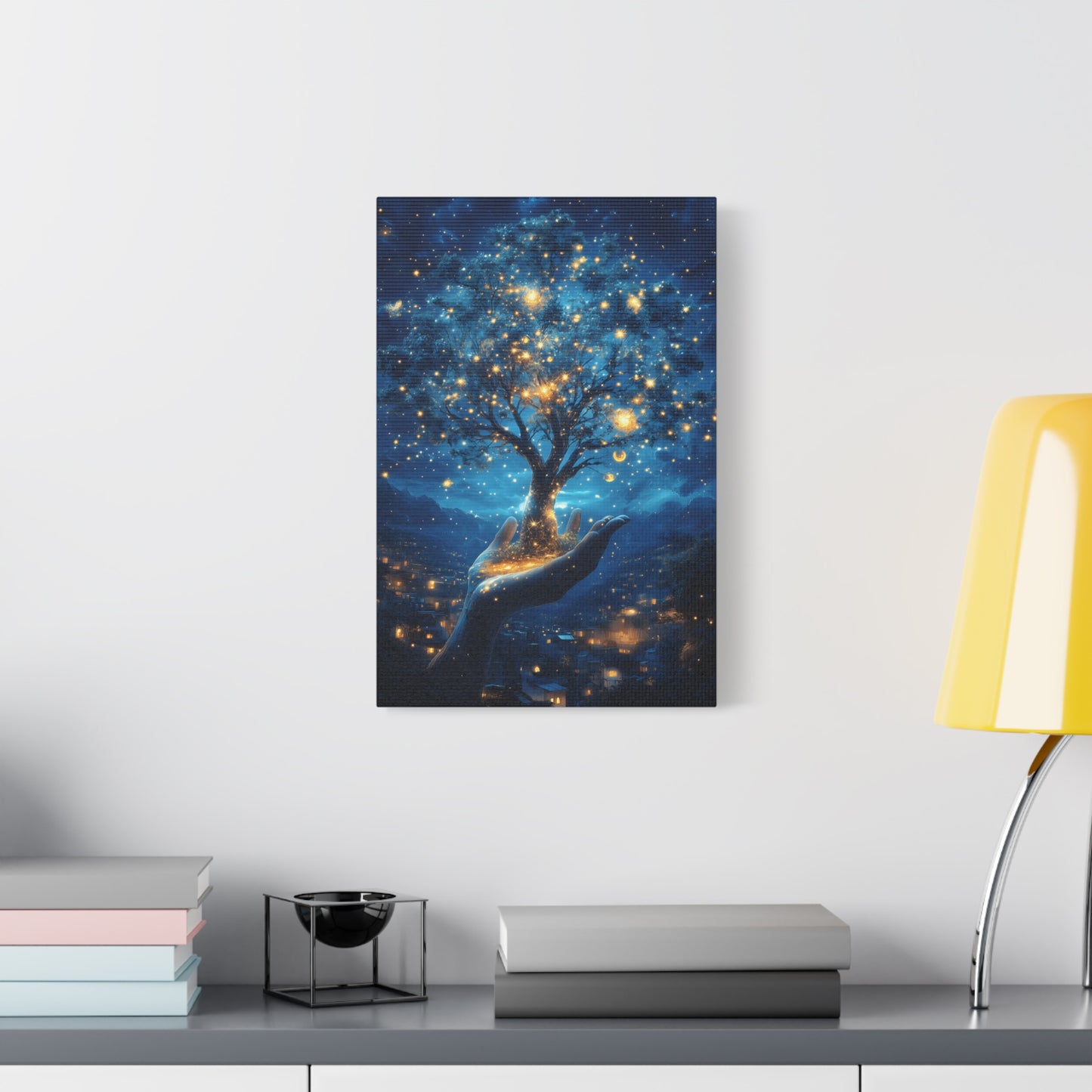 Stretched Canvas Art Print - Dreamy Night Tree Design, Home Decor, Gift for Nature Lovers, Bohemian Wall Art, Mindful Decor