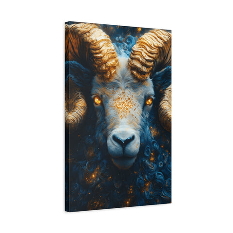 Stretched Canvas Wall Art Featuring Mystical Ram Design, Perfect for Home Decor, Art Lovers, Nature Enthusiasts, Gift Idea