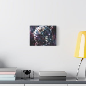 Stretched Canvas Wall Art, Cosmic Earth Design, Home Decor, Modern Art, Gift for Space Lovers, Galaxy Artwork