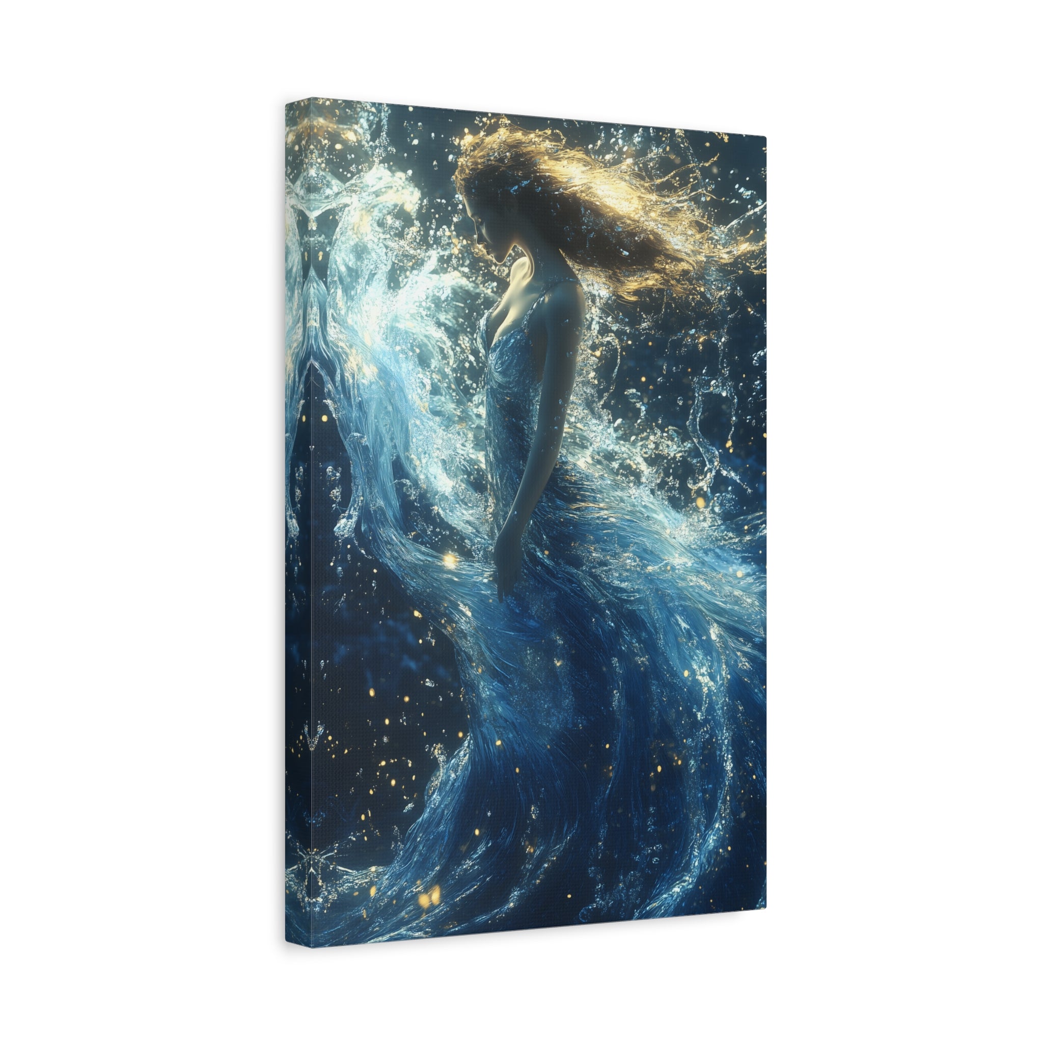 Canvas Wall Art - Mystical Water Goddess, Ethereal Decor for Home, Unique Gift for Art Lovers, Nautical Theme, Ocean Inspired