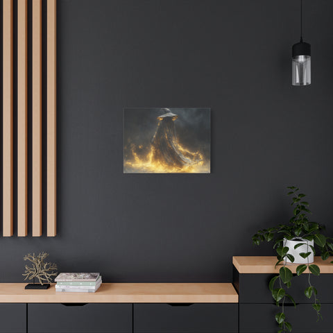 Canvas Wall Art, Fantasy Decor, Wizard Artwork, Fire Theme, Mystical Home Accent