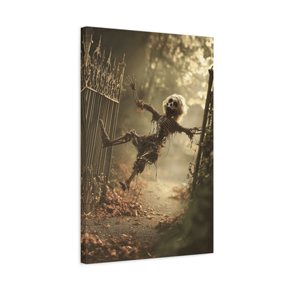 Halloween Skeleton Canvas Wall Art, Spooky Home Decor, Ghoulish Gift, Autumn Decoration, Creepy Wall Hanging