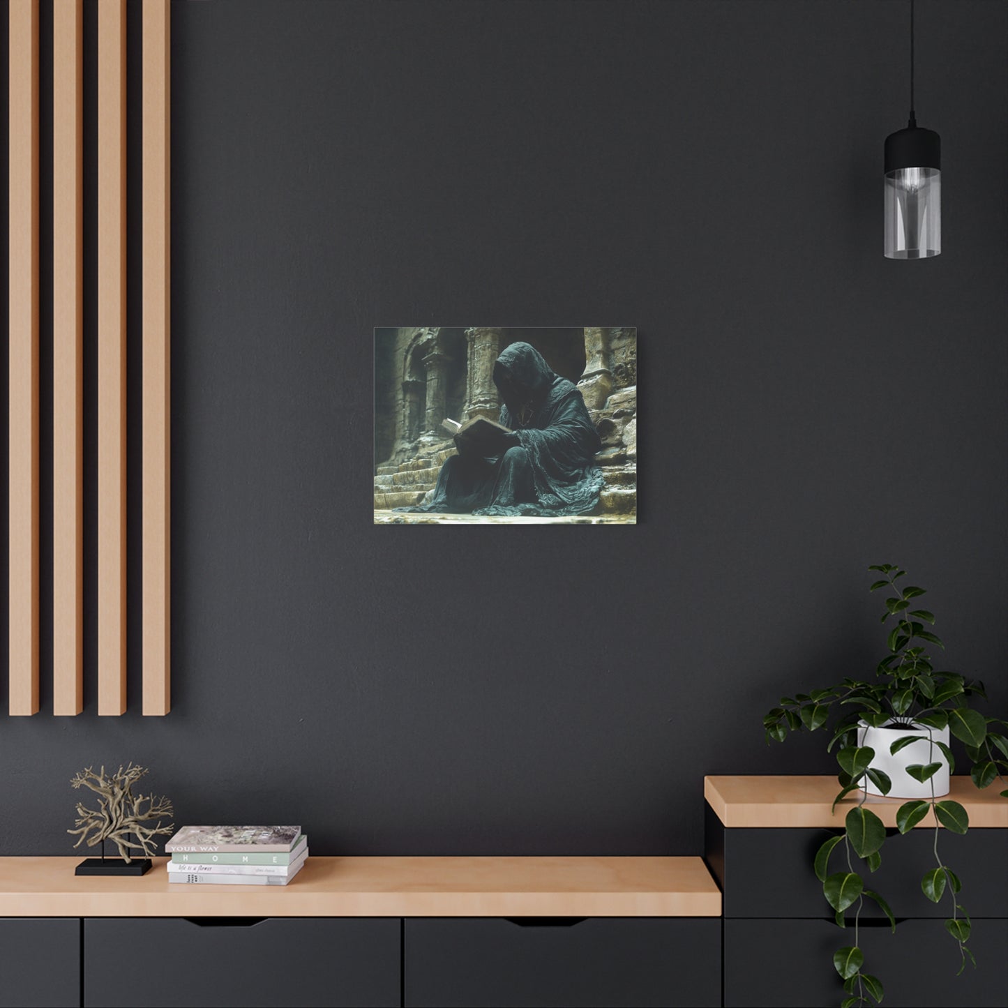 Mystical Monk Stretched Canvas Art, Dark Fantasy Wall Decor, Esoteric Home Decor, Unique Gifts for Art Lovers, Spiritual Artwork