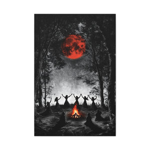 Mystical Campfire Canvas Print, Art Decor for Witchcraft, Halloween Nights, Boho Style, Unique Home Decoration, Gift for Spiritual Seekers