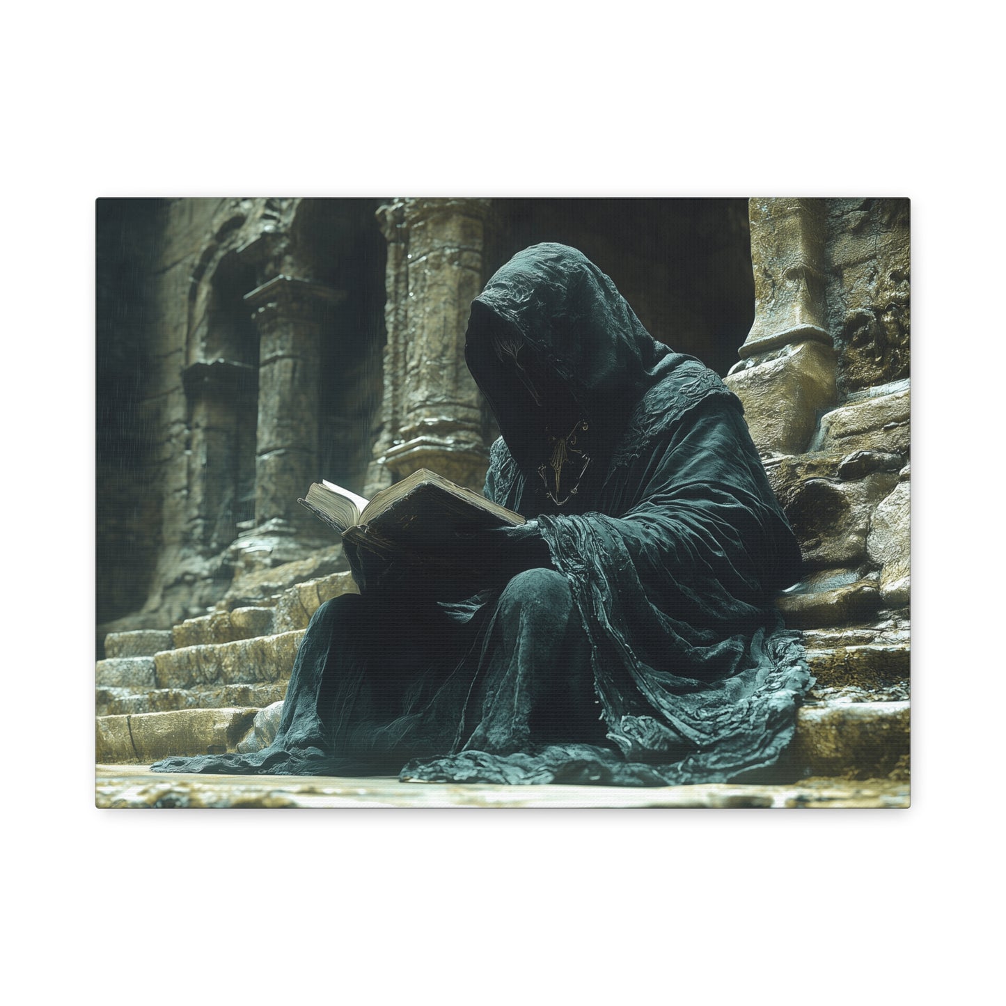 Mystical Monk Stretched Canvas Art, Dark Fantasy Wall Decor, Esoteric Home Decor, Unique Gifts for Art Lovers, Spiritual Artwork