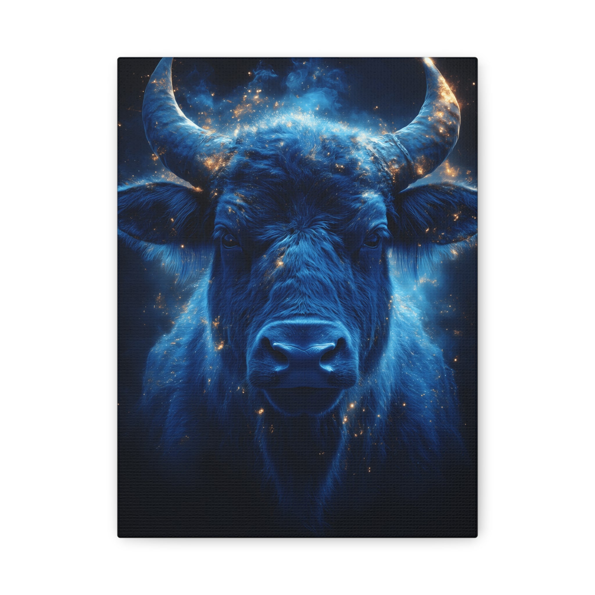 Cosmic Bull Canvas Art, Vibrant Wall Decor, Farmhouse Chic, Gift for Animal Lovers, Unique Home Accent, Astrology Inspired