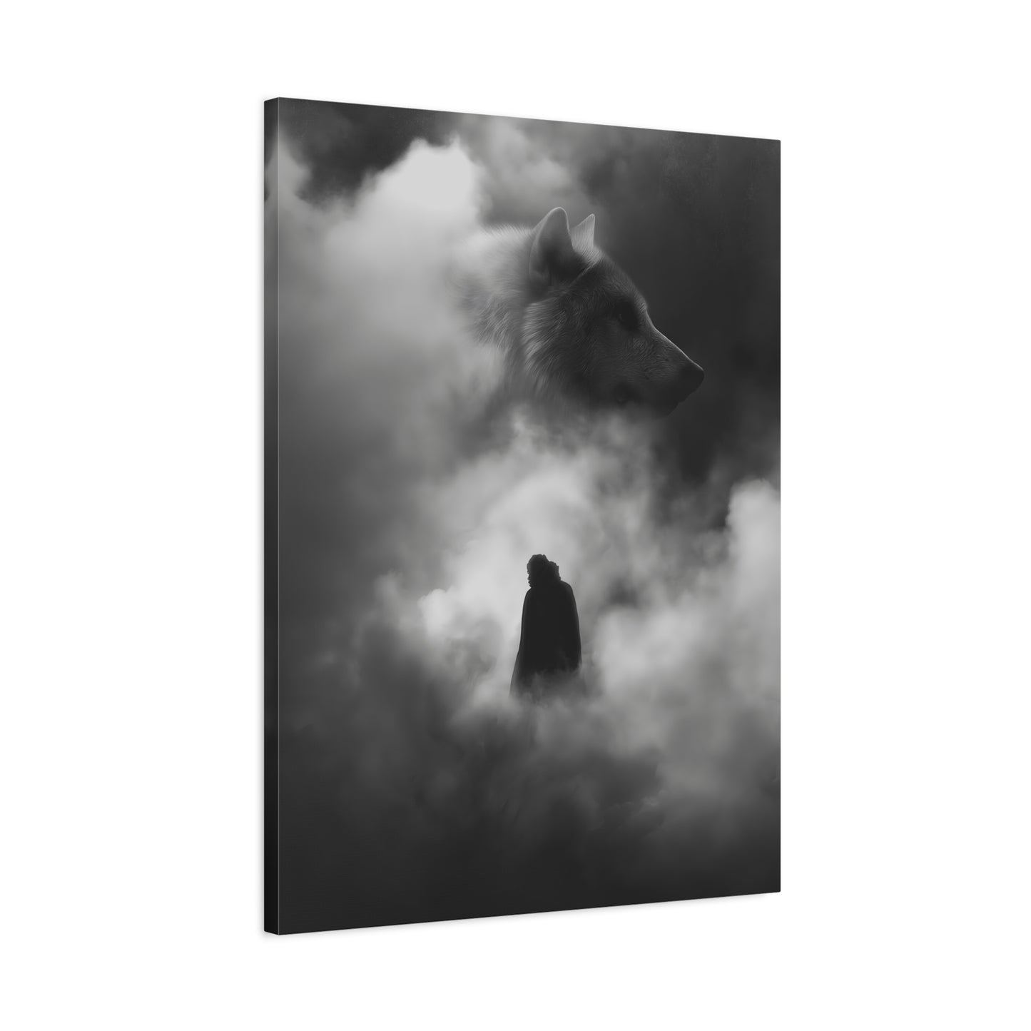 Black and White Wolf Canvas Art Print, Animal Wall Decor, Nature-Inspired Home Decor, Wilderness Art, Unique Gift Idea, Modern Aesthetic