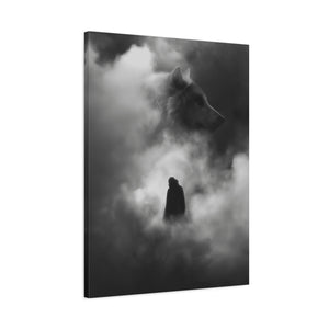 Black and White Wolf Canvas Art Print, Animal Wall Decor, Nature-Inspired Home Decor, Wilderness Art, Unique Gift Idea, Modern Aesthetic