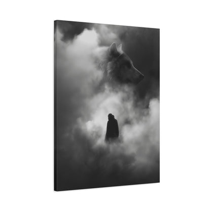 Black and White Wolf Canvas Art Print, Animal Wall Decor, Nature-Inspired Home Decor, Wilderness Art, Unique Gift Idea, Modern Aesthetic