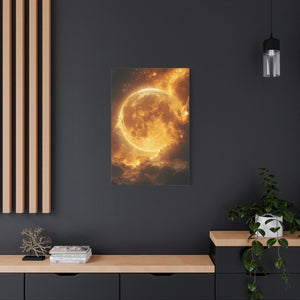 Golden Moon Canvas Wall Art, Celestial Décor for Dreamy Spaces, Perfect for Home, Gift Ideas, Wall Decorations, Astrophotography