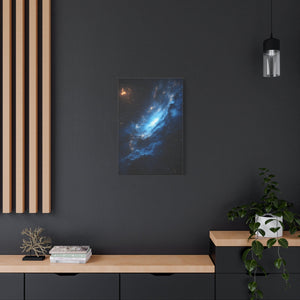 Cosmic Canvas Wall Art, Galaxy Decor, Space Home Decoration, Blue Nebula Print, Stretched Artwork for Bedroom