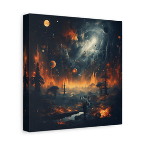 Cosmic Landscape Canvas Wall Art, Galaxy Decor, Space-Themed Home Decor, Starry Night Artwork