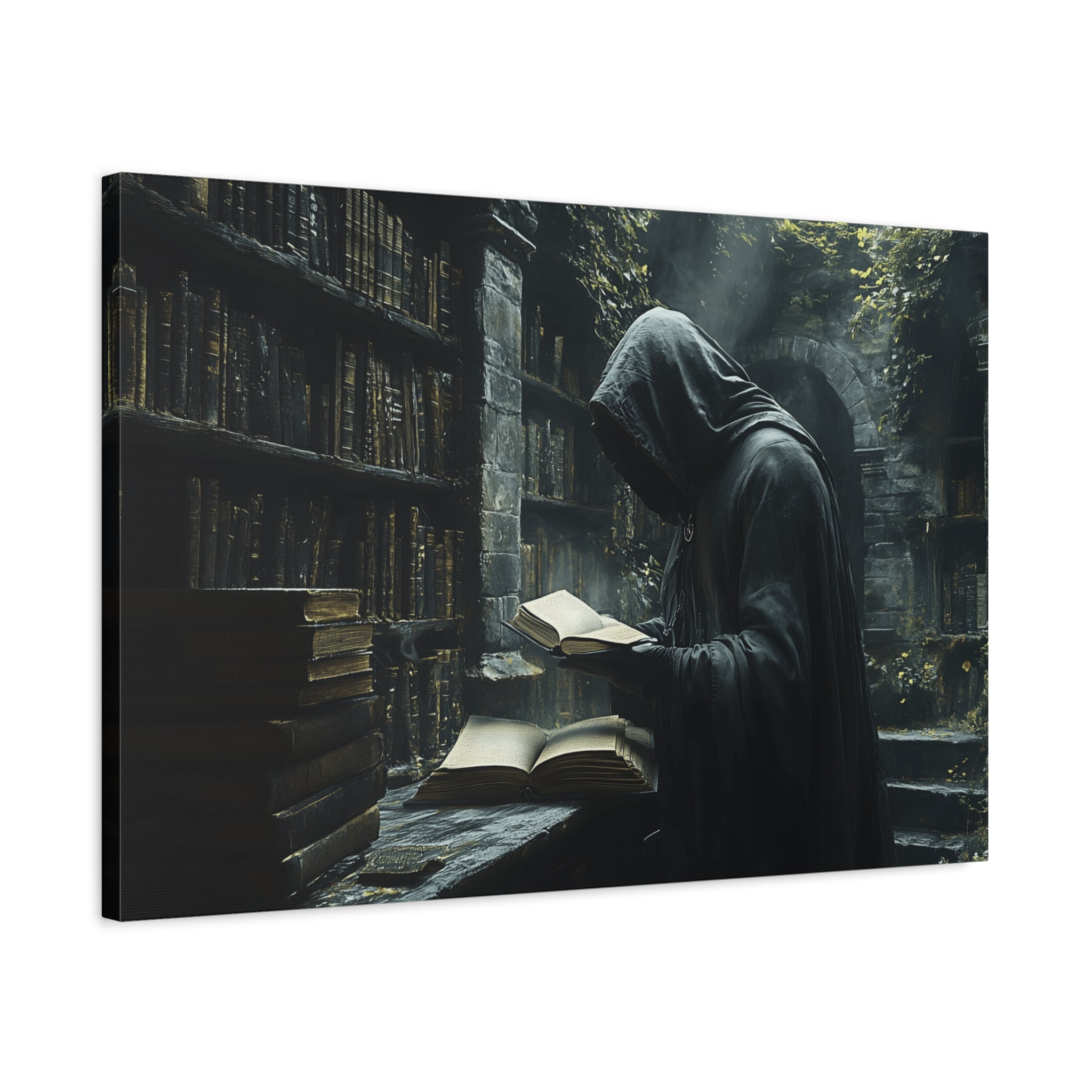 Mysterious Library Canvas Print, Dark Academia Wall Art, Book Lover Gift, Gothic Home Decor, Reading Nook Decoration, Unique Wall Art