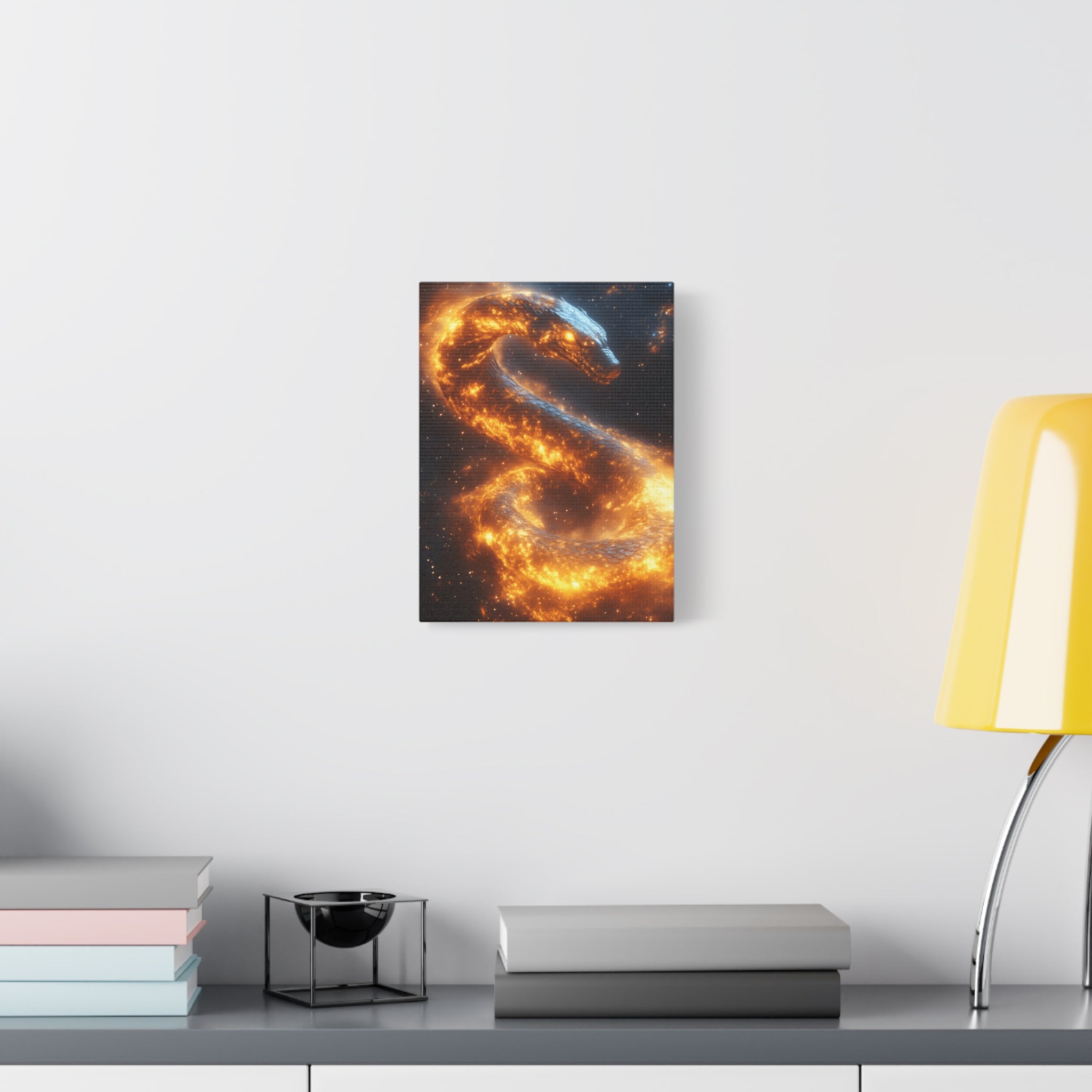 Canvas Wall Art: Fiery Serpent Design, Home Decor, Unique Gift, Fantasy Art, Living Room Wall Decor, Dragon Artwork
