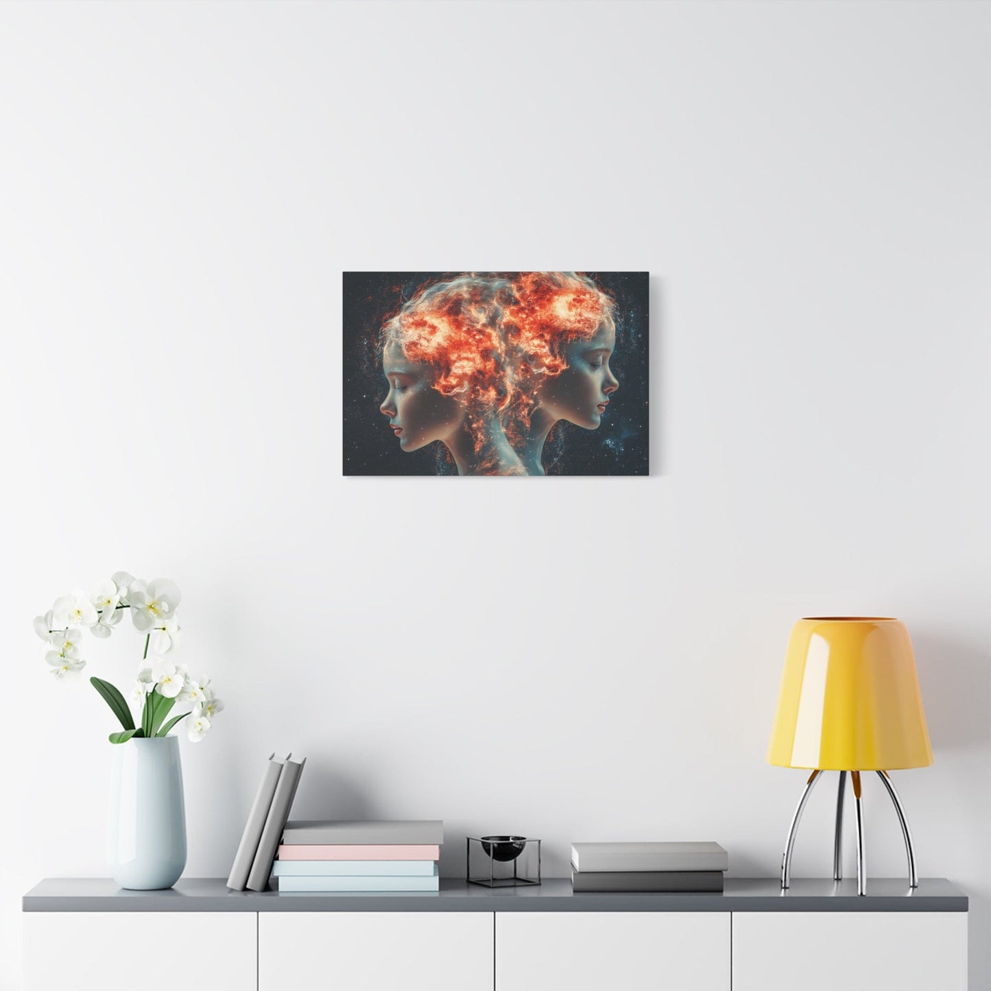 Celestial Portrait Canvas Art, Cosmic Wall Decor, Mystical Home Aesthetic, Gift for Art Lovers, Unique Space-Inspired Artwork