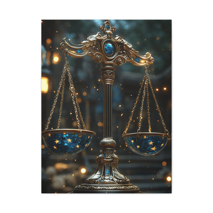 Celestial Scales Canvas Art, Starry Balance Wall Decor, Astrology Gift, Cosmo Home Decor, Spiritual Artwork, Zodiac Decoration