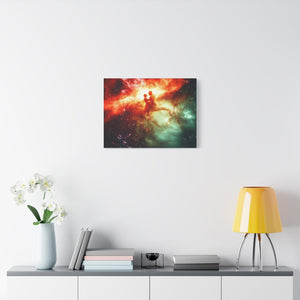 Cosmic Love Canvas Art, Celestial Couple Print, Space Wall Decor, Romantic Gift, Unique Home Artwork