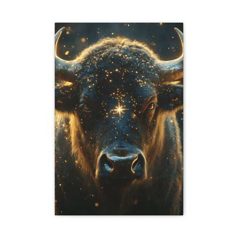 Cosmic Bull Canvas Art, Wall Décor, Home Office Artwork, Unique Gift, Rustic Vibe, Animal Lover Decor