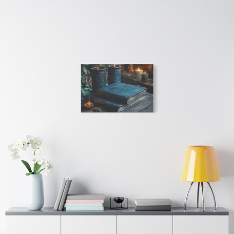 Mystical Book Canvas Art, Enchanted Decor, Gothic Wall Art, Dark Academia Home Decor, Candlelight Aesthetic