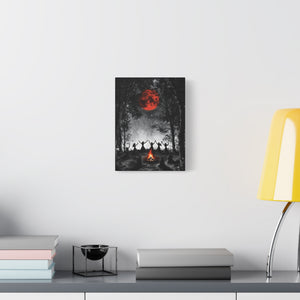 Mystical Campfire Canvas Print, Art Decor for Witchcraft, Halloween Nights, Boho Style, Unique Home Decoration, Gift for Spiritual Seekers