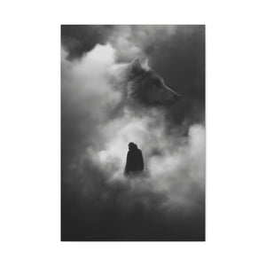 Black and White Wolf Canvas Art Print, Animal Wall Decor, Nature-Inspired Home Decor, Wilderness Art, Unique Gift Idea, Modern Aesthetic