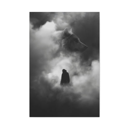 Black and White Wolf Canvas Art Print, Animal Wall Decor, Nature-Inspired Home Decor, Wilderness Art, Unique Gift Idea, Modern Aesthetic