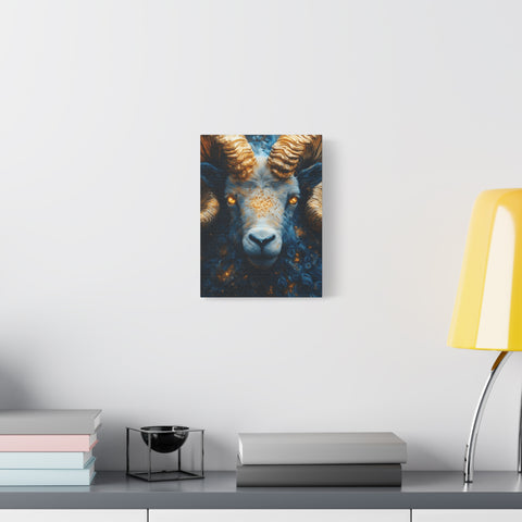 Stretched Canvas Wall Art Featuring Mystical Ram Design, Perfect for Home Decor, Art Lovers, Nature Enthusiasts, Gift Idea