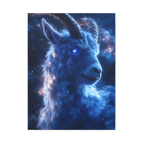 Cosmic Goat Canvas Art, Galactic Animal Decor, Wall Hanging for Home or Office, Unique Gift for Animal Lovers, Space Theme Art