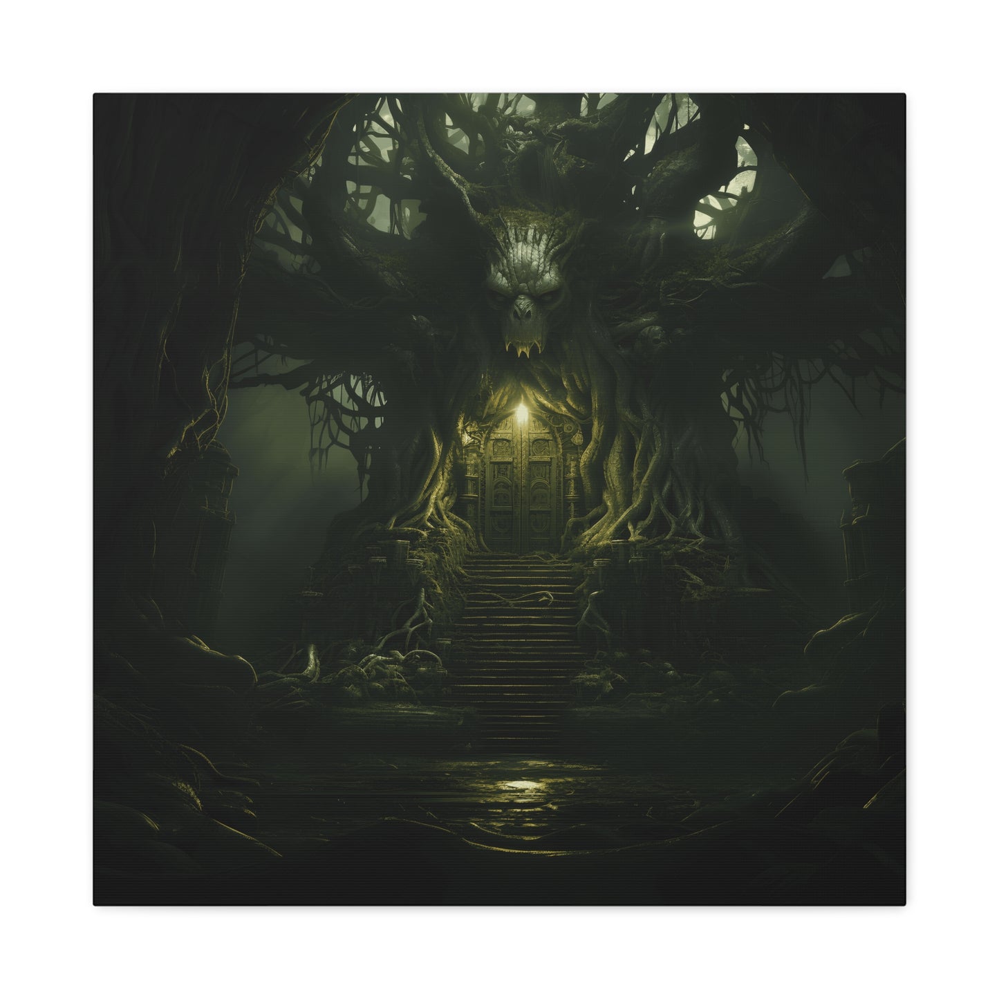 Mystical Forest Canvas Wall Art, Fantasy Decor, Enchanted Home, Gift for Nature Lovers, Dark Aesthetic Room Decor, Gothic Artwork