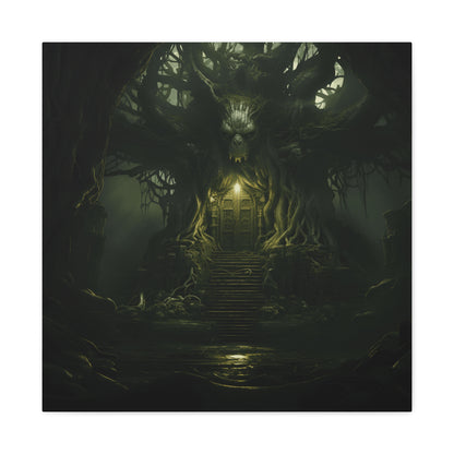 Mystical Forest Canvas Wall Art, Fantasy Decor, Enchanted Home, Gift for Nature Lovers, Dark Aesthetic Room Decor, Gothic Artwork
