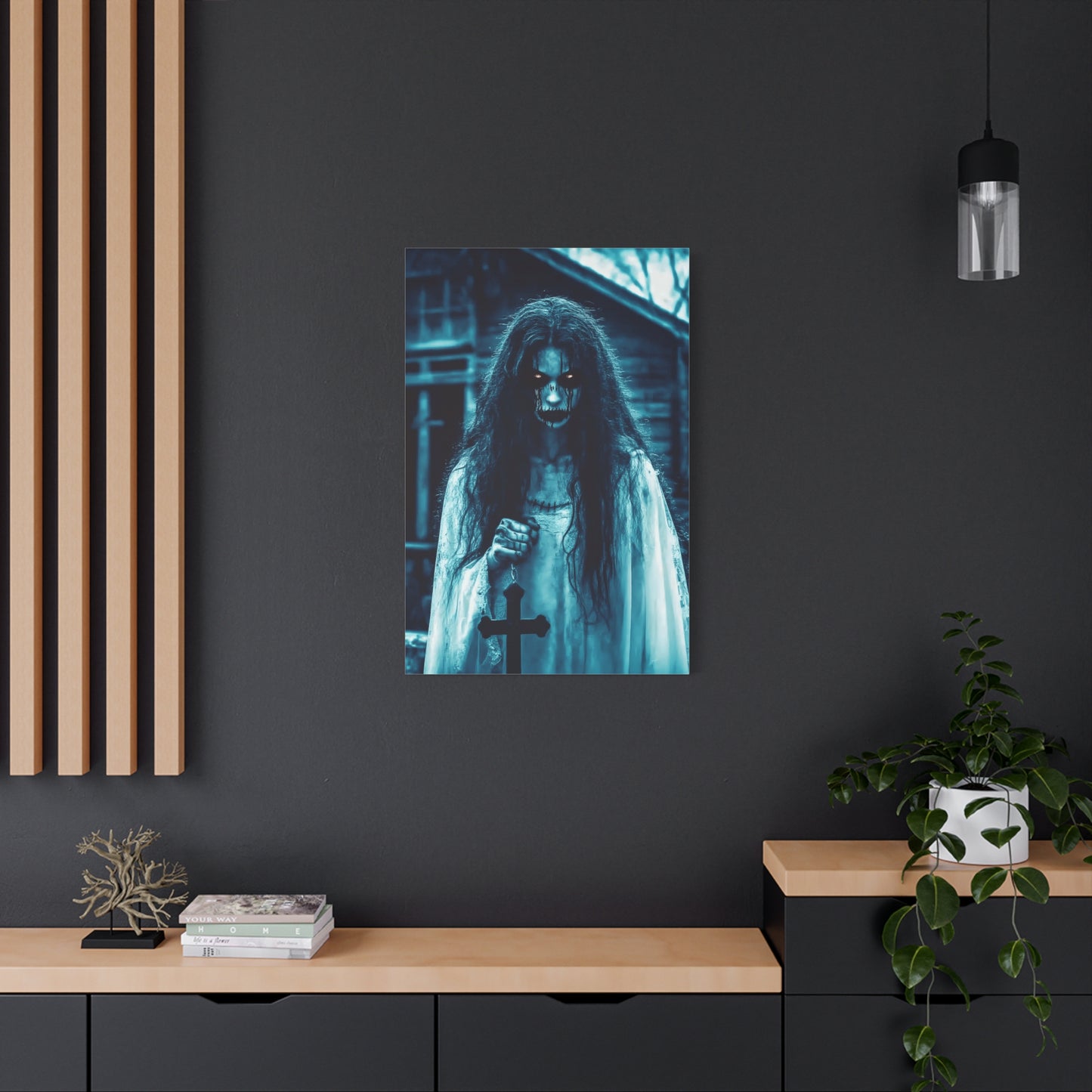 Spooky Horror Matte Canvas Wall Art - Creepy Decor for Halloween, Ghostly Home Decor, Dark Art for Gothic Lovers, Unique Gift Idea
