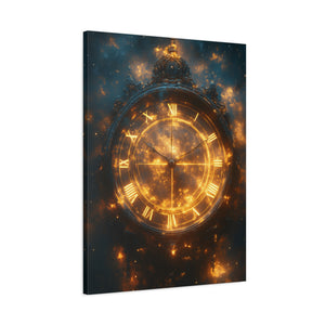 Ethereal Clock Canvas Wall Art, Timeless Décor, Night Sky Art, Galactic Home Décor