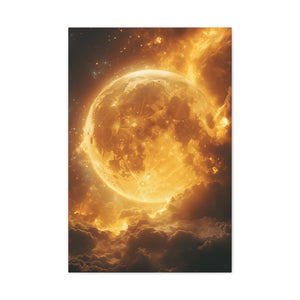 Golden Moon Canvas Wall Art, Celestial Décor for Dreamy Spaces, Perfect for Home, Gift Ideas, Wall Decorations, Astrophotography