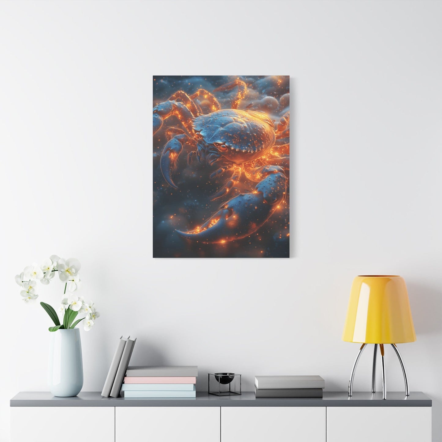 Glowing Crab Art Canvas, Ocean Decor, Coastal Wall Art, Nautical Gift, Unique Home Decoration, Crab Lover's Wall Art