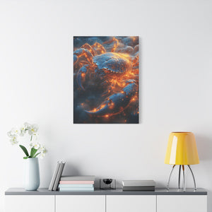 Glowing Crab Art Canvas, Ocean Decor, Coastal Wall Art, Nautical Gift, Unique Home Decoration, Crab Lover's Wall Art