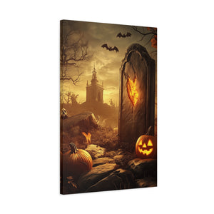 Halloween Canvas Art Print, Spooky Decor for Fall, Haunted House Wall Art, Perfect for Halloween, Autumn Decorations