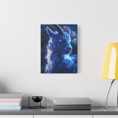 Cosmic Goat Canvas Art, Galactic Animal Decor, Wall Hanging for Home or Office, Unique Gift for Animal Lovers, Space Theme Art