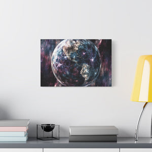 Stretched Canvas Wall Art, Cosmic Earth Design, Home Decor, Modern Art, Gift for Space Lovers, Galaxy Artwork