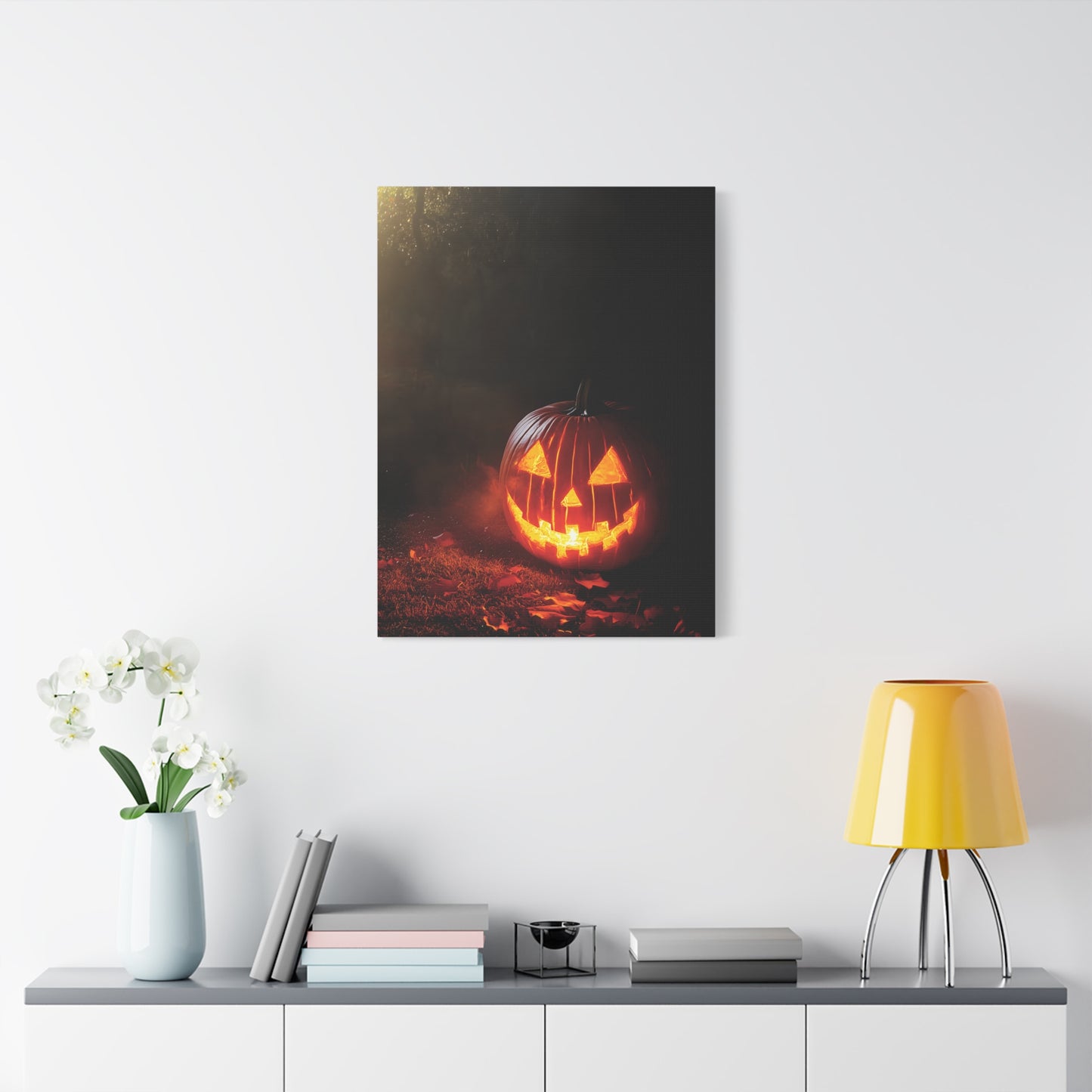 Halloween Pumpkin Canvas Art Print, Spooky Wall Decor, Fall Home Decoration, Halloween Party Decoration, Pumpkin Artwork