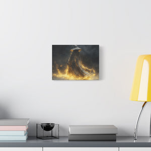 Canvas Wall Art, Fantasy Decor, Wizard Artwork, Fire Theme, Mystical Home Accent