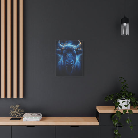 Cosmic Bull Canvas Art, Vibrant Wall Decor, Farmhouse Chic, Gift for Animal Lovers, Unique Home Accent, Astrology Inspired
