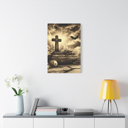 Gothic Halloween Wall Art, Perfect for Home Decor, Spooky Aesthetic, Graveyard Scene, Autumn Decor, Haunted House