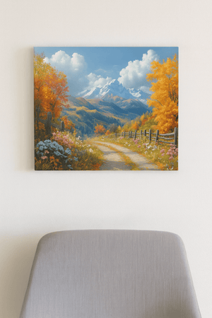 Nature-Inspired Stretched Canvas Art, Scenic Autumn Landscape Wall Decor, Home Decoration, Gift for Nature Lovers, Nostalgic Art
