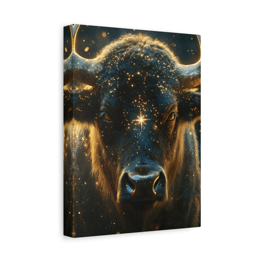 Cosmic Bull Canvas Art, Wall Décor, Home Office Artwork, Unique Gift, Rustic Vibe, Animal Lover Decor