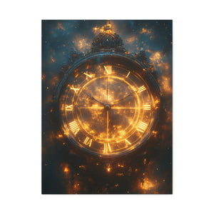 Ethereal Clock Canvas Wall Art, Timeless Décor, Night Sky Art, Galactic Home Décor