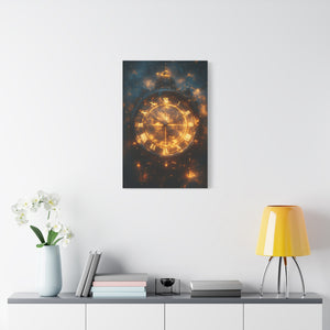 Ethereal Clock Canvas Wall Art, Timeless Décor, Night Sky Art, Galactic Home Décor