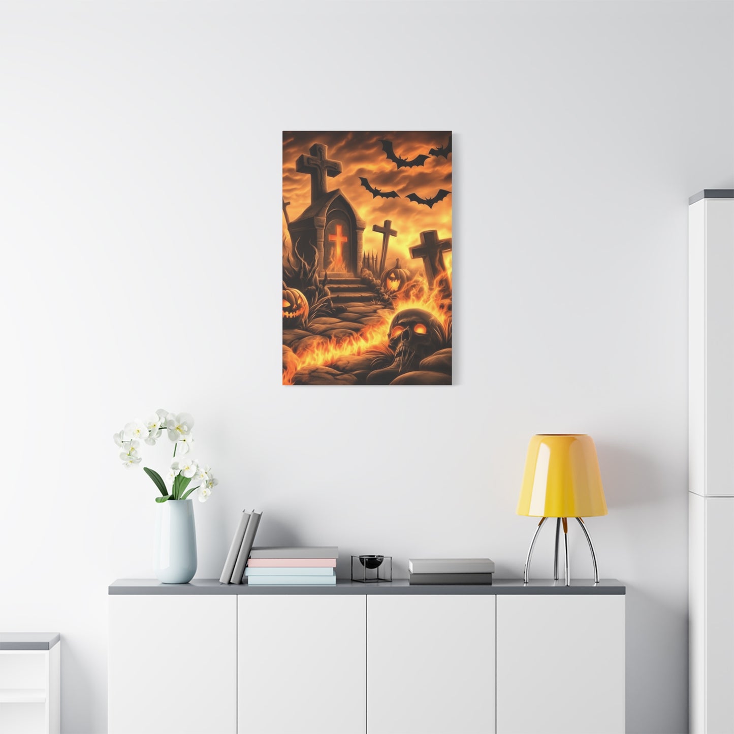 Gothic Halloween Art Print, Spooky Wall Decor, Haunted House Canvas, Autumn Home Decor, Gothic Artwork for Halloween