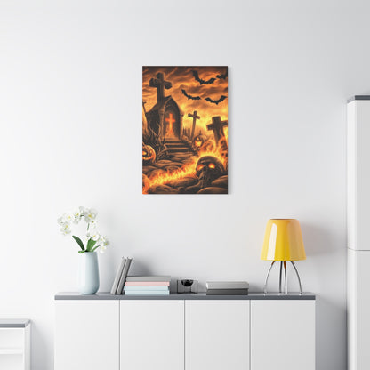 Gothic Halloween Art Print, Spooky Wall Decor, Haunted House Canvas, Autumn Home Decor, Gothic Artwork for Halloween