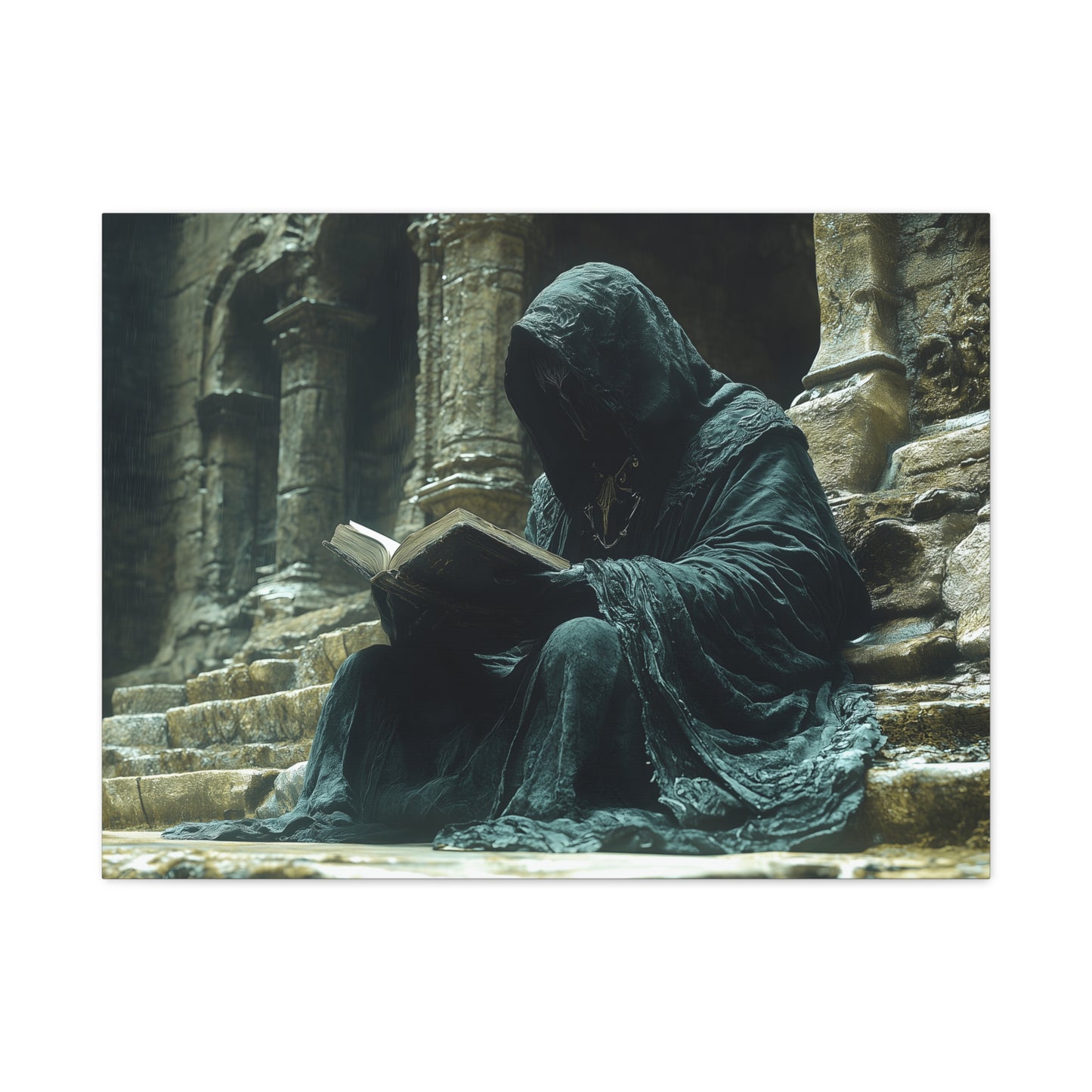 Mystical Monk Stretched Canvas Art, Dark Fantasy Wall Decor, Esoteric Home Decor, Unique Gifts for Art Lovers, Spiritual Artwork